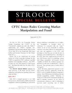 CFTC Issues Rules Covering Market Manipulation and Fraud