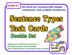 64 cards for working with simple, compound, and complex sentences.