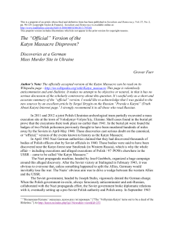 My article "The `Official` Version of the Katyn Massacre Disproven?