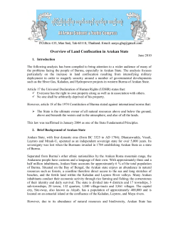 Overview of Land Confiscation in Arakan State