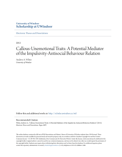 Callous-Unemotional Traits: A Potential