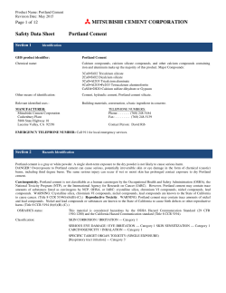 MITSUBISHI CEMENT CORPORATION Safety Data Sheet Portland