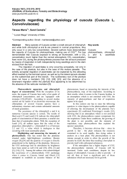 Aspects regarding the physiology of cuscuta (Cuscuta L