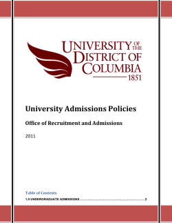 University Admissions Policies - UDC