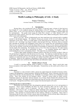 Motifs Leading to Philosophy of Life: A Study