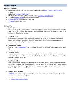 Canterbury Tales Resources and sites Lesson Ideas