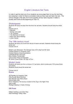 English Department KS4 Set Texts