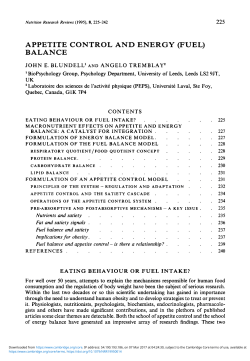 Appetite Control and Energy (Fuel) Balance