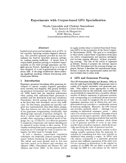 Experiments with Corpus-based LFG Specialization