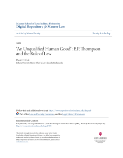 "An Unqualified Human Good": E.P. Thompson and the Rule of Law