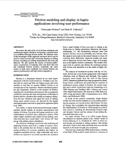 Friction modeling and display in haptic applications involving user