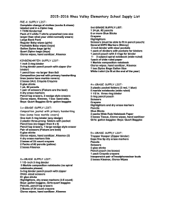 school supply lists! - Rhea Valley Elementary School
