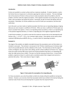 Statics. Chapter 9: Friction, Examples