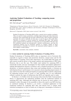 Analysing Student Evaluations of Teaching: comparing means and