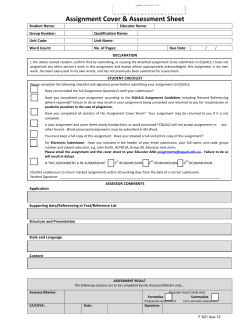 F 621 Assignment Cover Sheet