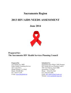 Sacramento Region 2013 HIV/AIDS NEEDS ASSESSMENT