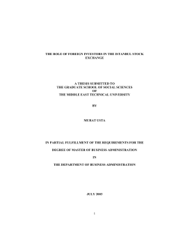 1 the role of foreign investors in the istanbul stock exchange