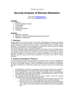 Security Analysis of Remote Attestation