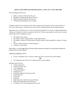 APPLICATION PROCESS FOR OBTAINING A COPY OF A VITAL