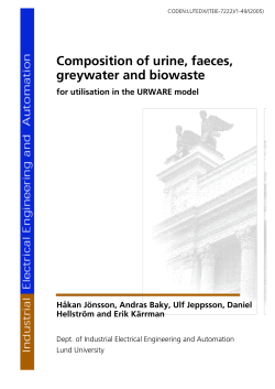 Composition of urine, faeces, greywater and biowaste - IEA