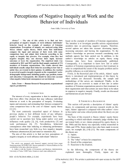 Perceptions of Negative Inequity at Work and the Behavior of