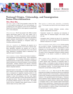 National Origin, Citizenship, and Immigration Status Discrimination