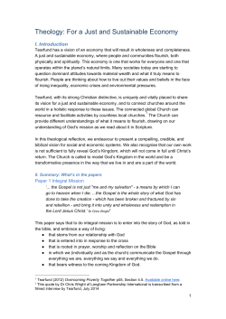 Theology: For a Just and Sustainable Economy