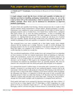 Pulp, paper and corrugated boxes from cotton stalks