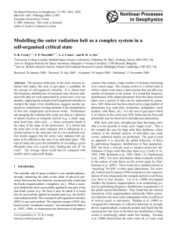 Modelling the outer radiation belt as a complex system in a self