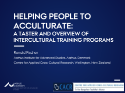 Helping people to acculturate: A taster and overview of Intercultural