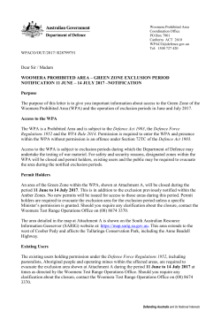 Details of Green Zone closure, 11 June&ndash;14 July 2017