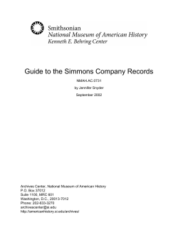 Guide to the Simmons Company Records