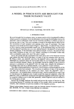 A Model in Which Suits are Brought for Their Nuisance Value