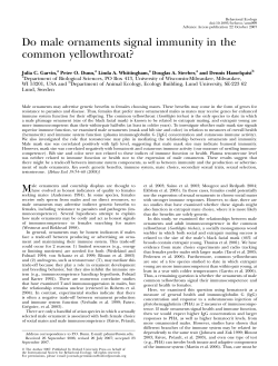 Do male ornaments signal immunity in the common yellowthroat?