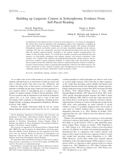 Building up Linguistic Context in Schizophrenia: Evidence From Self