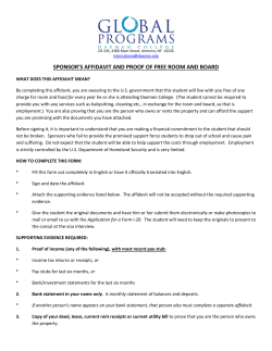 SPONSOR`S AFFIDAVIT AND PROOF OF FREE ROOM AND BOARD