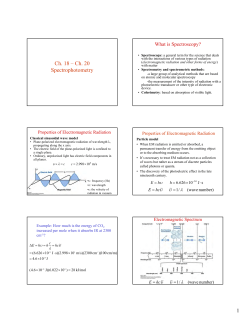 Ch. 18 &ndash; Ch. 20 Spectrophotometry