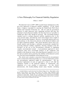 A New Philosophy For Financial Stability Regulation
