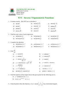 Inverse Trigonometric Functions
