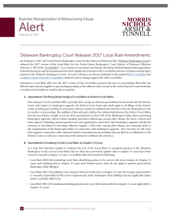 Delaware Bankruptcy Court Releases 2017 Local Rule Amendments