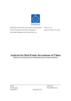 Analysis for Real Estate Investment of China