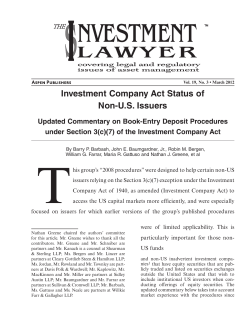 Investment Company Act Status of Non-US Issuers