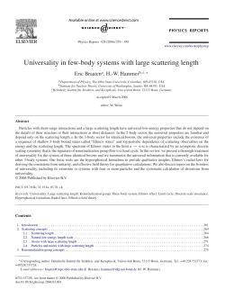 Universality in few-body systems with large scattering length