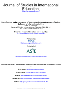 Identification and Assessment of Intercultural Competence as a
