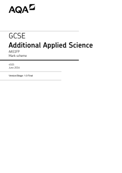 GCSE Additional Applied Science Mark scheme Unit 01