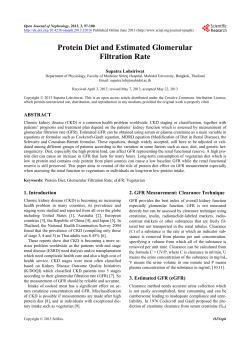 Protein Diet and Estimated Glomerular Filtration Rate