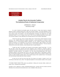Another Plea for the University Tradition: The Institutional Roots of