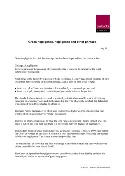 Gross negligence, negligence and other phrases