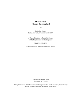 Ovid`s Fasti: History Re-Imagined