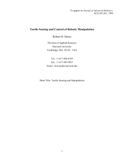Tactile Sensing and Control of Robotic Manipulation